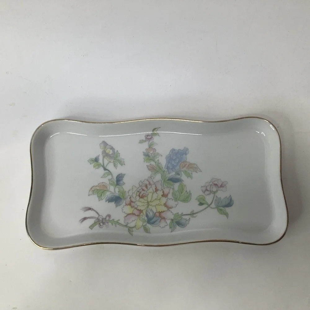 Vtg Andrea By Sadek Plate Tray Porcelain Made In Japan # 9920‎ Floral White Blue